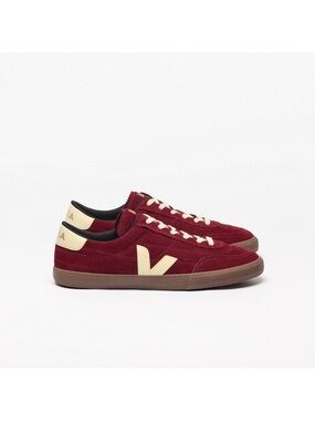 Veja Burgundy Suede Sneakers with Cream Accents